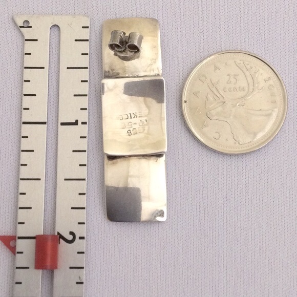 Vintage ArtDeco Sterling Silver Earrings, 925 Mexico - Picture 3 of 5